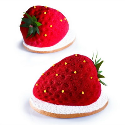 Pavoni PX4333S TUTTI FRUTTI 3D-Strawberry 20 indents-mm - 71x54x46 H-Vol: ~ 90 ml silicone moulds cm 30x40 with pack